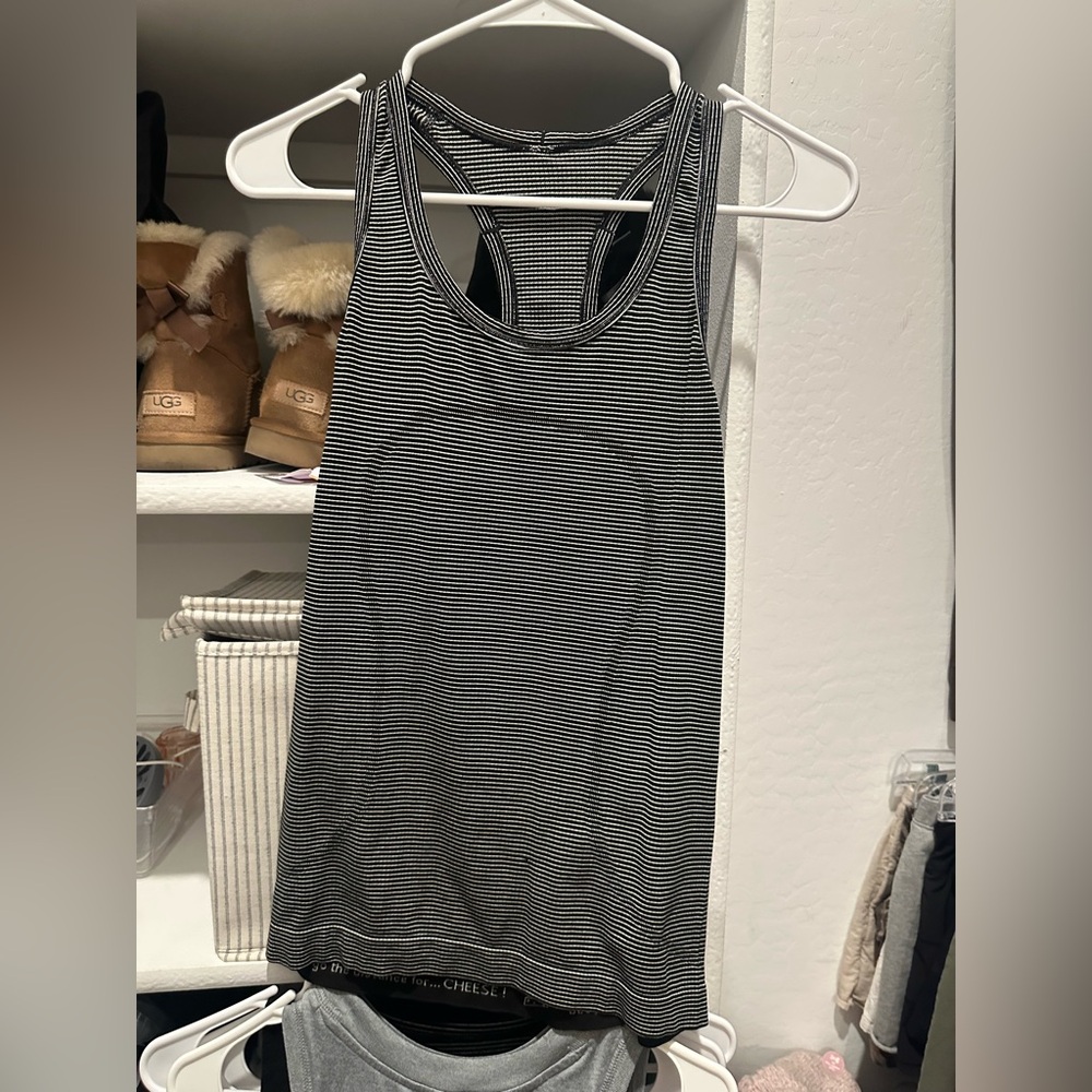 Lululemon Athletica Black and White Striped Tank Top